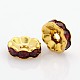 Golden Plated Flat Round Brass Acrylic Rhinestone Spacer Beads RB-J472-01G-1