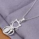 Simple Silver Color Plated Brass Cubic Zirconia Kitten Pendant Necklaces For Women NJEW-BB12944-2