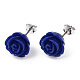 Synthetical Coral Flower Ear Studs EJEW-R102-01-4