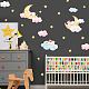 SUPERDANT Colorful Cloud Rabbit Wall Sticker Moon and Star Wall Decor Hot Air Balloon Wall Decals Vinyl Wall Art Decal for for Baby Room Bedroom Living Room Nursery Kindergarten Decorations DIY-WH0228-570-5