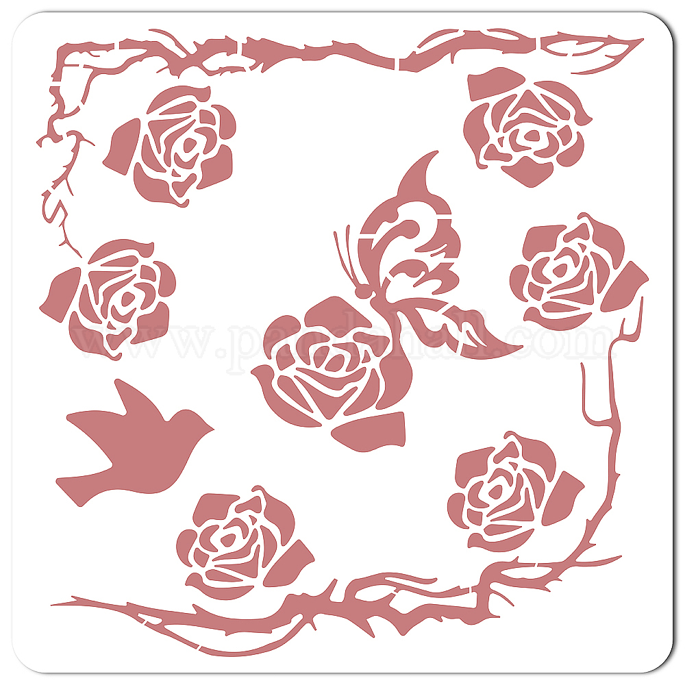 Shop Large Rose Butterfly Stencil Blossom Vine Stencils for
