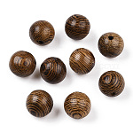 Природных шарики древесины, без свинца, круглые, окрашенные, кокосового коричневый, 6~6.5 мм, отверстие : 1.5~2 мм