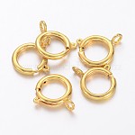 Cierres de anillo de resorte de latón, accesorio de la joya, dorado, 12mm, agujero: 2.5 mm