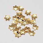 6-Petal Flower Brass Bead Caps, Cadmium Free & Nickel Free & Lead Free, Real 18K Gold Plated, 6x1mm, Hole: 0.5mm