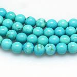 Chapelets de perles en howlite naturelle, ronde, teinte, 4mm, Trou: 1mm, Environ 92~95 pcs/chapelet, 15.5 pouce