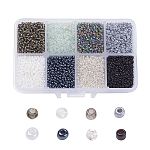 12/0 perles de rocaille en verre, ceylan ronde lâche des séparateurs perles, 2mm, grises , 2mm, Trou: 1mm, environ 12500 pcs / boîte