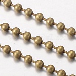 Cadenas de bolas de hierro, soldada, con carrete, sin plomo y níquel, color de bronce antiguo, grano: 3.2 mm, aproximadamente 164.04 pie (50 m) / rollo