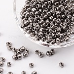 6/0 seme di vetro perle di piccole perle, rocailles foro tondo, grigio opaco, circa4 mm di diametro, circa 4500pcs/libbra