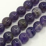 Naturstein Perlen Stränge, Amethyst, ab Klasse, Runde, lila, 8 mm, Bohrung: 1 mm, 47~49 Stück / Stränge, 15 Zoll