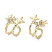 Серьги-каффы из латуни с микропаве и кубическим цирконием EJEW-E310-17G
