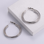 6 пара тройных серег-колец из нержавеющей стали CZ5988-1