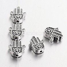 Alliage de style tibétain hamsa main / main de fatima / main de perles de miriam X-TIBEB-7722-AS-RS