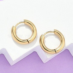 Orecchini a cerchio huggie in acciaio inossidabile placcato ionico (ip) 304, orecchini ipoallergenici, con perno in acciaio inossidabile chirurgico 316, oro, 9 gauge, 15x16.5x3mm, ago :1mm, diametro interno: 10mm
