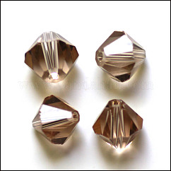 Imitazione branelli di cristallo austriaco, grado aaa, vetro k9, sfaccettato, bicono, cammello, 3x3mm, Foro: 0.7~0.9 mm