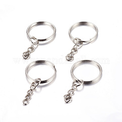 Eisen Split Schlüsselringe, mit Bordsteinketten, Zubehör des Schlüsselbundverschlusses, Platin Farbe, 25x2 mm