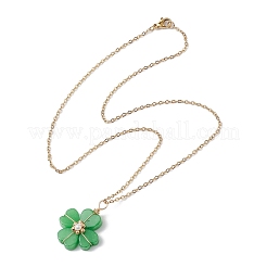 Gefärbte natürliche malaysische Jade-Klee-Anhänger-Halsketten&nbsp;NJEW-JN05132-05