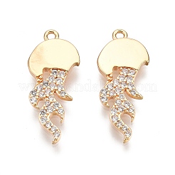 Pendenti in ottone micro pavé di zirconi cubici trasparenti&nbsp;KK-C005-13G