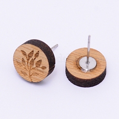 Orecchini a bottone in legno naturale&nbsp;EJEW-WH0005-03D