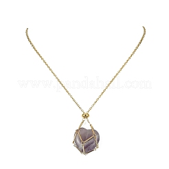 Collier pochette en laiton pour pépite de pierres précieuses&nbsp;NJEW-JN04369-02