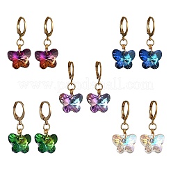 Boucles d'oreilles créoles en verre et acier inoxydable 304&nbsp;EJEW-JE06486
