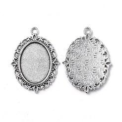 Cabochon ciondolo ovale piatto antico della lega d'argento di stile tibetano&nbsp;TIBEP-M022-19AS