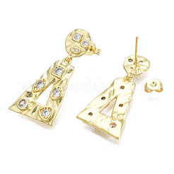 Orecchini pendenti a triangolo con zirconi&nbsp;EJEW-N011-52-02LG