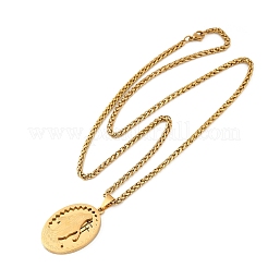 Collane con catena a grano con ciondolo a forma di vergine Maria in acciaio inossidabile 201 per uomo&nbsp;NJEW-S387-09G-05
