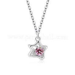 Collares con colgantes de latón engastados con circonitas cúbicas rosas&nbsp;WGA544E-01