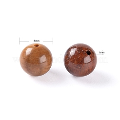 100 Stk. 8 mm natürliche runde Perlen aus versteinertem Holz&nbsp;DIY-LS0002-04