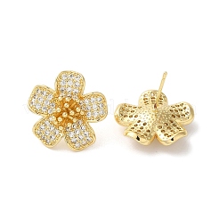 Aretes de circonita cúbica transparente de latón chapado en estante&nbsp;EJEW-U012-03G