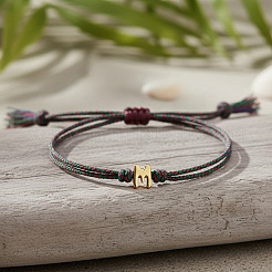 Braccialetti regolabili con perline dell'alfabeto in acciaio inossidabile 304&nbsp;IC6774-13
