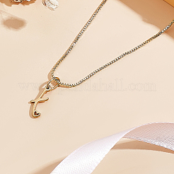 1 cadena de latón y collar con colgante de letra de acero inoxidable 304&nbsp;NJEW-LP0001-40X-G