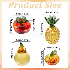 4 pièce 4 styles de décorations de fruits en verre faites à la main&nbsp;DJEW-DR0001-15