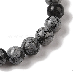 Bracelets de perles tressées en obsidienne flocon de neige naturel rond de 8 mm&nbsp;BJEW-C067-01B-18