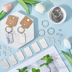 Kit fai da te per realizzare portachiavi rettangolari e a croce in acciaio inossidabile 201&nbsp;DIY-SP0002-27A