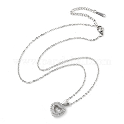 Collar con colgante de corazón de acero inoxidable 304 con micropavé de circonita cúbica para mujer&nbsp;LS-NJEW-D288-05P