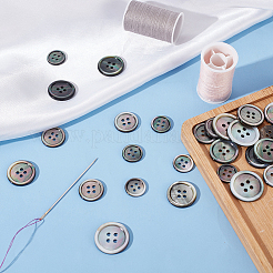 42 pièce 4 styles 4 trous boutons de coquille de lèvre noire naturelle&nbsp;SHEL-BBC0001-17