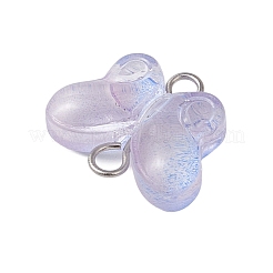 Breloques de connecteur en verre transparent avec peinture de cuisson dégradée de papillon&nbsp;PALLOY-JF03278-02