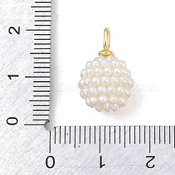 Colgantes de perlas de imitación de latón y plástico ABS&nbsp;PL-CBA9D14-01G