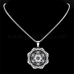 Halsketten mit Metatron-Würfel-Blumenanhänger aus Edelstahl 201 für Herren&nbsp;FS-WG9A897-01