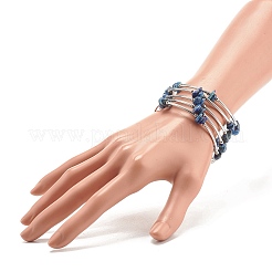 Wickelarmbänder mit 5 Schleife aus natürlichen Lapislazuli-Chips für Frauen&nbsp;BJEW-JB01517-10