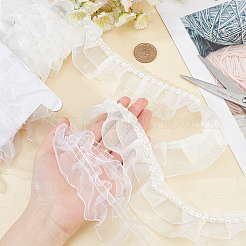 5 Yards Satin-Chiffon-Spitzenbesatz mit doppelter Rüsche&nbsp;OCOR-FG0001-70