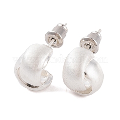 Kreuzziehbank Messing Halbcreolen Ohrstecker für Damen&nbsp;EJEW-G391-11S
