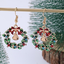 Ghirlanda di natale e campanella in lega con ciondolo di strass collane e orecchini pendenti e braccialetti con ciondoli e set di spille&nbsp;WG06691-09