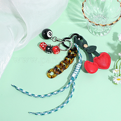 Adornos colgantes de cuero sintético y poliéster color cereza&nbsp;HJEW-WH0068-83