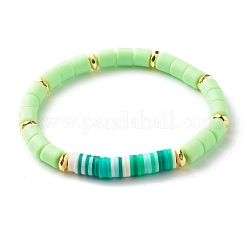 Natürliche Sandelholz-Rund- und Fimo-Heishi-Perlen-Stretch-Armbänder-Sets&nbsp;BJEW-JB07437