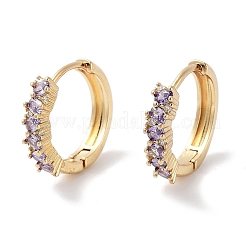 Orecchini a cerchio da donna con pavé di zirconi cubici in ottone&nbsp;EJEW-L269-127G