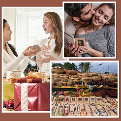 48 scatola regalo creativa in carta kraft pieghevole quadrata da 6 stili&nbsp;CON-PH0002-67