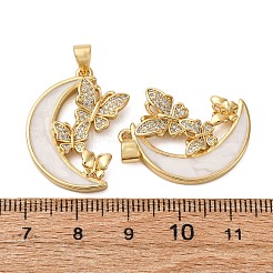 Pendentifs avec zircon cubiques à micro-pavés en laiton&nbsp;KK-D390-12G