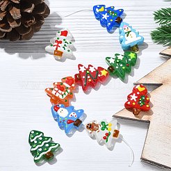 10 Stück handgefertigte Bunte Malerei-Perlen in 10 Farben mit Weihnachtsmotiv&nbsp;LAMP-CJ0002-52